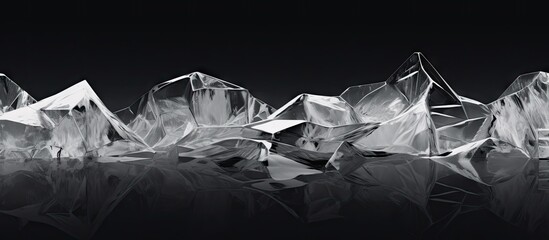 Aufkleber - Winter nature theme depicting abstract geometry of broken ice pieces layered in a lake creating a high contrast between dark and white ice Perfect for a copy space image
