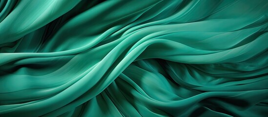 Aufkleber - The silk fabric with a green marble pattern creates a captivating backdrop Its wavy spiral and creased swirls form a cloth background with ample copy space for text