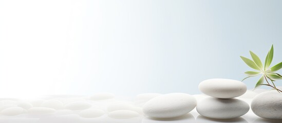 Poster - A serene spa themed composition featuring a copy space image of white stones against a light background