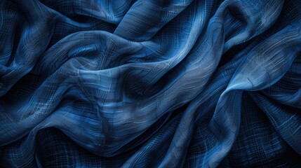Poster - Background of textured fabric in blue