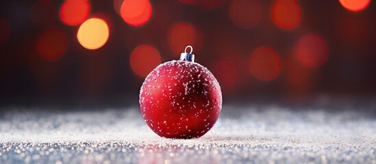 Poster - A red Christmas ornament with white accents on a festive glittery background creating a shallow depth of field leaving space for other elements in the image. with copy space image