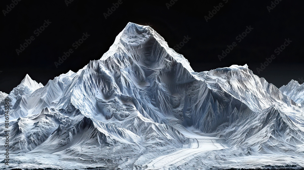 Mnt Image Technical visual mountain 3D LiDAR GIS aerial map, Mount Everest and ...