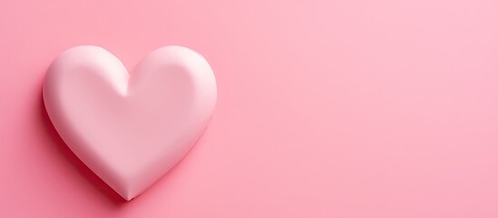 Poster - Valentine s anniversary greeting concept with a heart shape placed on a pink background A flat lay top view image with copy space available