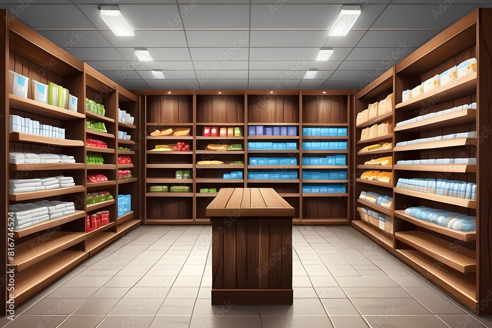Shoppping Rack Texture Grocery store, clothing shop, marker or supermarket long, wooden rack ...