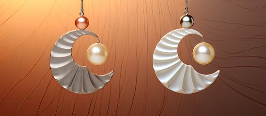 Aufkleber - Shell earrings in the yin yang design with a beautiful combination of pearl and mother of pearl allowing for a visually captivating copy space image