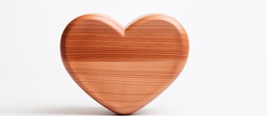 Poster - A wooden box in the shape of a heart symbolizing love stands alone on a white background in this copy space image