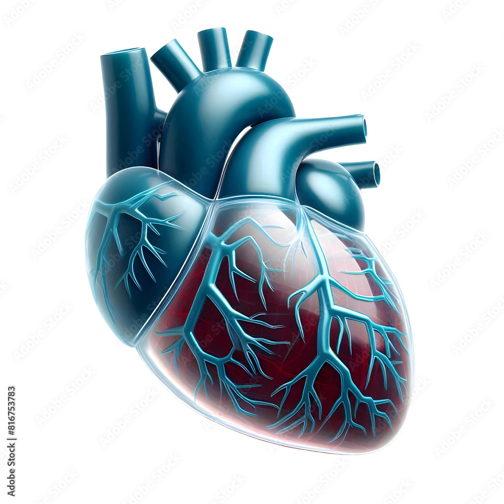3d realistic vector isolated human heart. Anatomically correct heart ...
