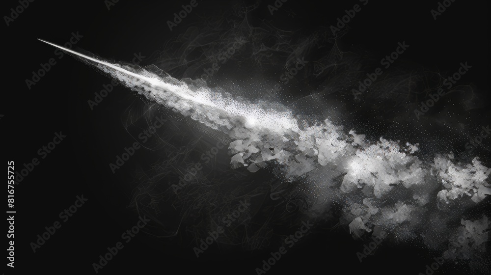 Jet modern white contrail line on transparent background. 3D airplane ...