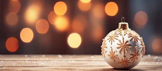 Aufkleber - Christmas Ornament On Wooden Background With Snowflakes Greeting card Merry Christmas and Happy New Year. copy space available