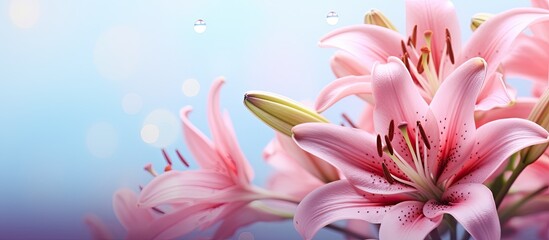 Sticker - Pink lily background with copy space