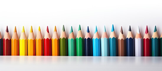 Poster - pencils on hand on white background with copy space