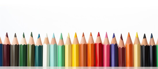 Poster - pencils on hand on white background with copy space