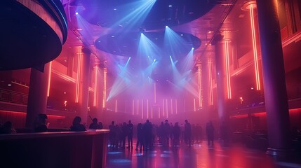 Aufkleber - The inside of a modern huge bustling nightclub. Generative AI.