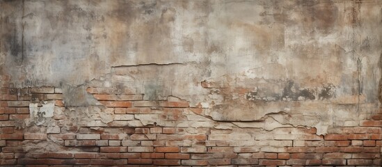 Aufkleber - Background of old vintage dirty brick wall with peeling plaster Brick wall for wallpaper. copy space available