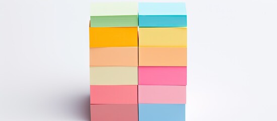Poster - color blank sticky notes in box isolated on white background clipping path. copy space available