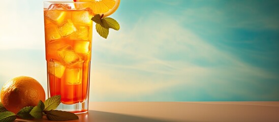 Aufkleber - Iced tea with mint and grapefruit Copy space