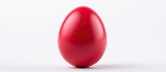 Poster - Single red Easter egg isolated on white background Traditional symbol of Christian holiday. copy space available