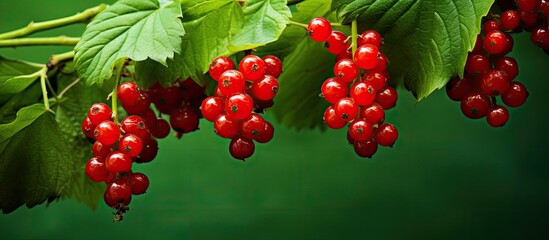 Poster - A copy space image featuring curry berries a type of fruit with a vibrant green leafy background