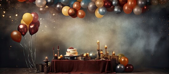 Poster - Birthday party deciorations texture background. copy space available