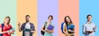 © BillionPhotos.com - Collage of smart modern students on pastel color background