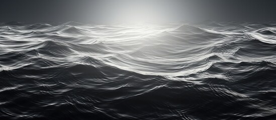 Poster - A beautiful natural texture of black and white waves on the surface of the sea water with shining reflections of sunlight The wavy pattern creates a retro vision and there is copy space for additiona
