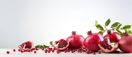 Poster - Stacked pieces of pomegranate on white background. copy space available