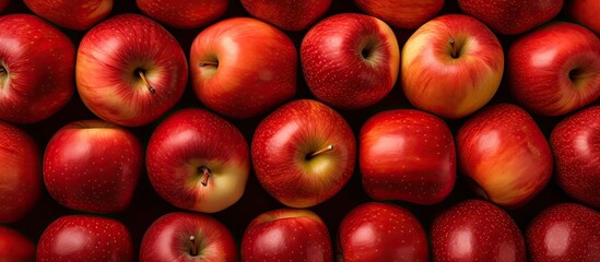 Poster - Fresh ripe apples on color background. copy space available