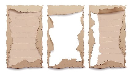 Poster - Various ripped and torn sheets of paper. Realistic modern illustration of an empty notebook page.