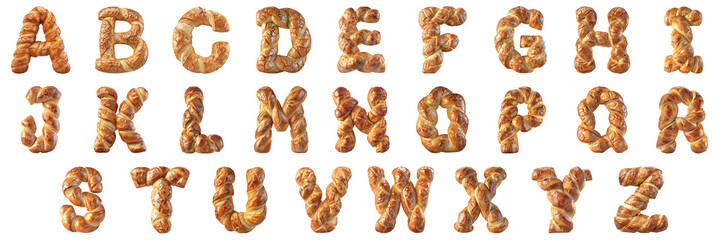 Poster - English letters bread shape png collection no background for sample decoration.