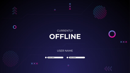 Wall Mural - gaming offline streaming banner background design with blue and pink gradient geometric composition