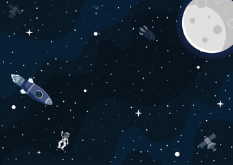 Wall Mural - Space cartoon background. Cute design for landing