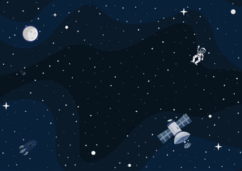 Wall Mural - Space cartoon background. Cute design for landing