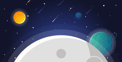 Wall Mural - Space cartoon background. Cute design for landing