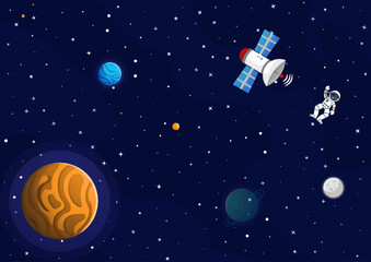 Wall Mural - Space cartoon background. Cute design for landing