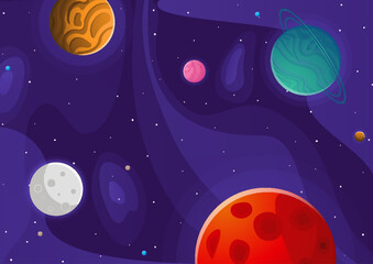 Wall Mural - Space cartoon background. Cute design for landing