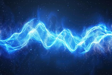 Poster - a stunning blue wave of light in the sky, perfect for futuristic designs