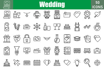 Wall Mural - Wedding Icons Set. Editable Stroke. Pixel Perfect