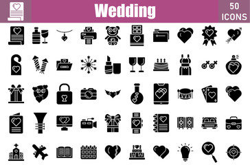 Wall Mural - Wedding Icons Set. Editable Stroke. Pixel Perfect