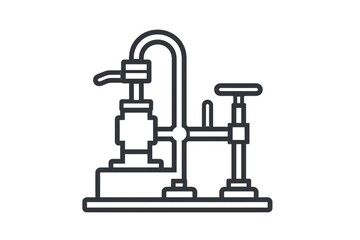 Canvas Print - Simple line drawing of a faucet and pipe. Perfect for plumbing or construction projects