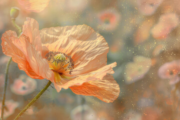 Poster - A close up of a flower with a yellow center and orange petals