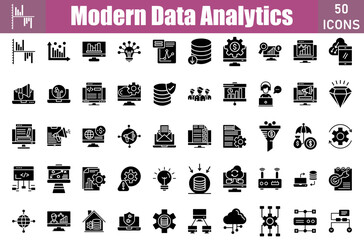 Sticker - Modern Data Analytics Icons Set. Editable Stroke. Pixel Perfect