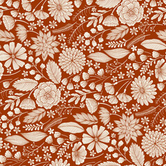 Sticker - seamless floral pattern