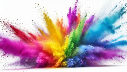 Wall Mural - rainbow holy powder explosion isolated on white background, clipping
