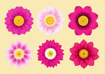Wall Mural - a bunch of different colored flowers on a yellow background
