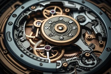 Aufkleber - Close-up of intricate watch mechanism