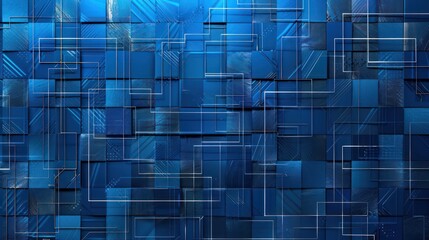 Wall Mural - A blue background with white lines and squares