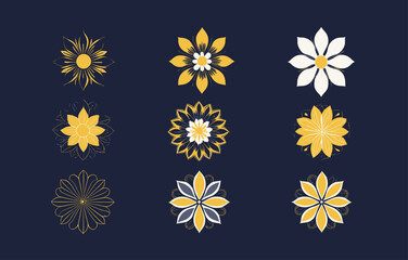 Wall Mural - a bunch of different types of flowers on a dark background