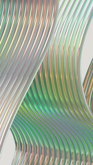 Fototapete - Pearlescent iridescent shiny 3D wavy lines abstract background