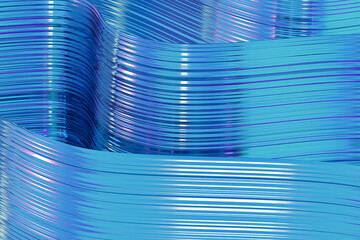 Fototapete - Holographic shiny abstract wavy lines background modern foil effect