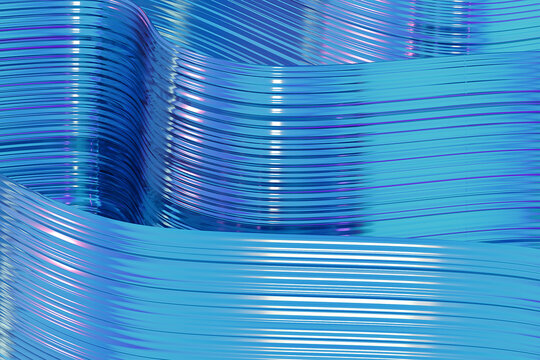 Holographic shiny abstract wavy lines background modern foil effect